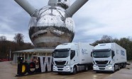 Iveco Stralis Hi-Way trucks set for departure from Brussels for European...