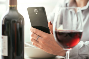 Woman using a wine app